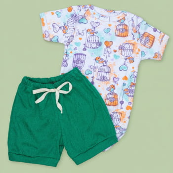 Look Bebê Menina Body Curto E Shorts 100% Algodão