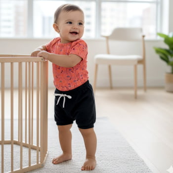 Look Bebê Menina Body Curto E Shorts 100% Algodão