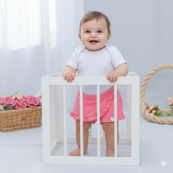 Look Da Bebê Com Body Manga Curta Shorts Saia