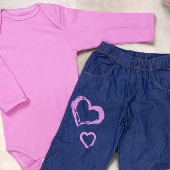 Look Fashion Bebê - Conjunto Calça Wide E Body Confortável