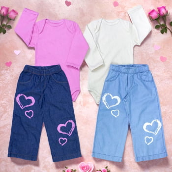 Look Fashion Bebê - Conjunto Calça Wide E Body Confortável