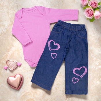 Look Fashion Bebê - Conjunto Calça Wide E Body Confortável