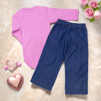 Look Fashion Bebê - Conjunto Calça Wide E Body Confortável