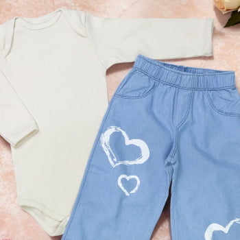 Look Fashion Bebê - Conjunto Calça Wide E Body Confortável