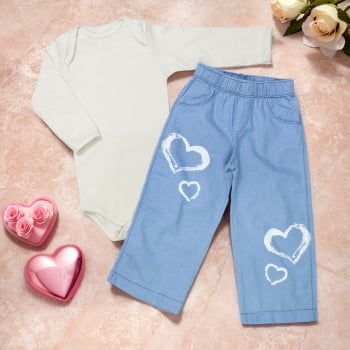 Look Fashion Bebê - Conjunto Calça Wide E Body Confortável