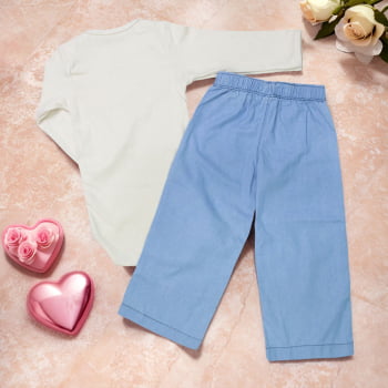 Look Fashion Bebê - Conjunto Calça Wide E Body Confortável