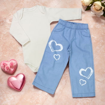 Look Moderno Para Bebê - Body Básico E Calça Wide