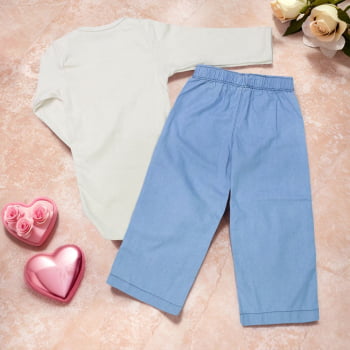 Look Moderno Para Bebê - Body Básico E Calça Wide