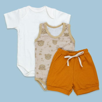 Look Verão Bebê 3 Peças De Body, Regata E Shorts Fresquinhos