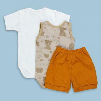 Look Verão Bebê 3 Peças De Body, Regata E Shorts Fresquinhos