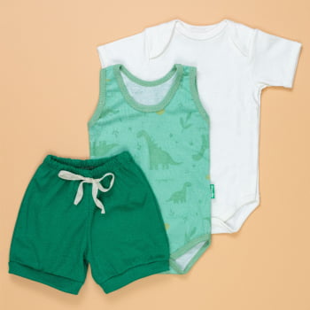 Look Verão Bebê 3 Peças De Body, Regata E Shorts Fresquinhos