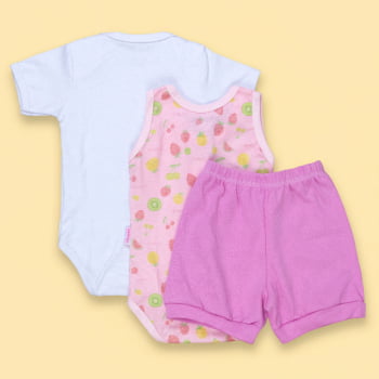 Look Verão Bebê 3 Peças De Body, Regata E Shorts Fresquinhos