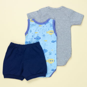 Look Verão Bebê 3 Peças De Body, Regata E Shorts Fresquinhos