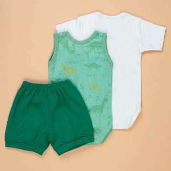 Look Verão Bebê 3 Peças De Body, Regata E Shorts Fresquinhos