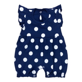 Macacão Bebê Azul Marinho Babado Poá - Conforto Para Meninas