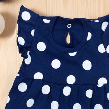Macacão Bebê Azul Marinho Babado Poá - Conforto Para Meninas