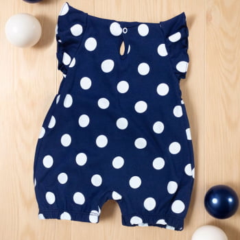 Macacão Bebê Azul Marinho Babado Poá - Conforto Para Meninas