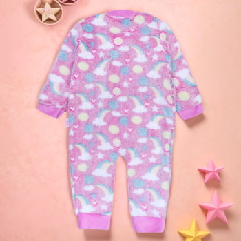 Macacão Bebê Menina Rosa Neon Com Zíper E Brilho No Escuro