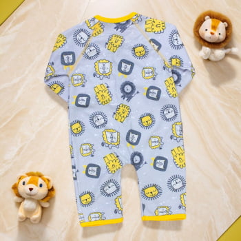 Macacão Bebê Mescla Com Estampa Leão - Conforto E Estilo