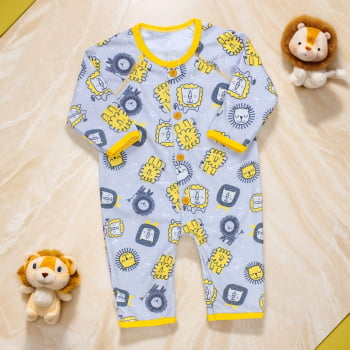 Macacão Bebê Mescla Com Estampa Leão - Conforto E Estilo