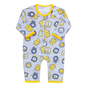 Macacão Bebê Mescla Com Estampa Leão - Conforto E Estilo