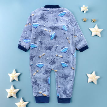Macacão De Frio Infantil Com Estampa Espacial Que Brilha No Escuro