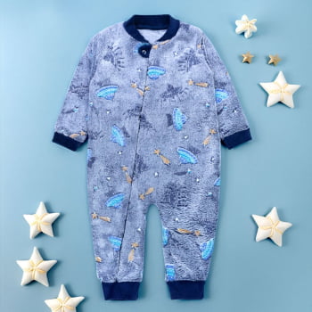 Macacão De Frio Infantil Com Estampa Espacial Que Brilha No Escuro