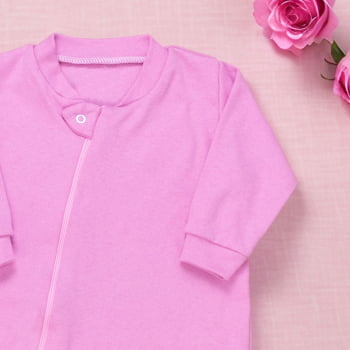 Macacão Longo Bebê Suedine Rosa Chiclete - Zíper Básico