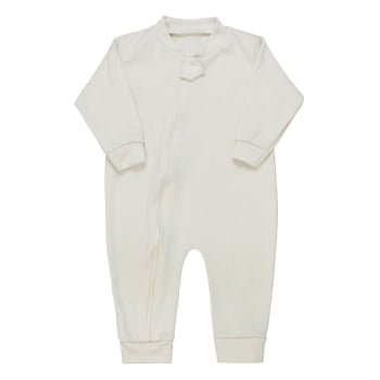 Macacão Para Bebê Com Zíper Conforto E Estilo - Suedine Bege