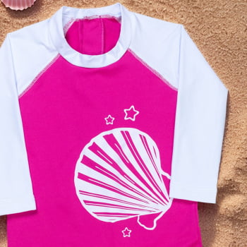 Macacão Para Bebê Proteção Uv50+ Concha Do Mar - Pink