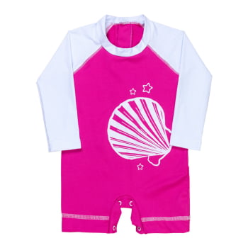 Macacão Para Bebê Proteção Uv50+ Concha Do Mar - Pink