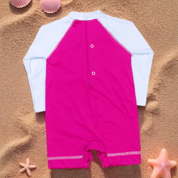 Macacão Para Bebê Proteção Uv50+ Concha Do Mar - Pink