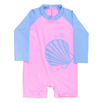 Macacão Para Praia Rosa Claro Com Proteção Uv50+ Para Bebê