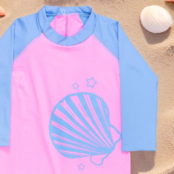 Macacão Para Praia Rosa Claro Com Proteção Uv50+ Para Bebê