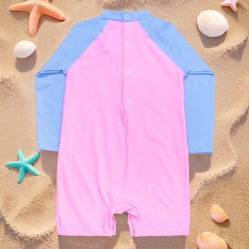 Macacão Para Praia Rosa Claro Com Proteção Uv50+ Para Bebê