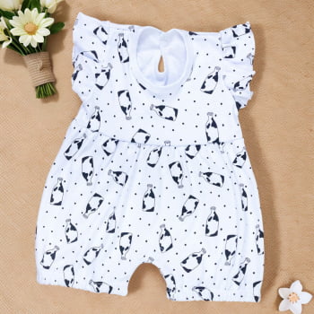 Macacão Verão Com Babado Para Bebê Menina - Milk Branco