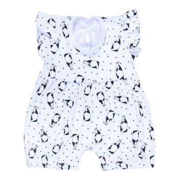 Macacão Verão Com Babado Para Bebê Menina - Milk Branco