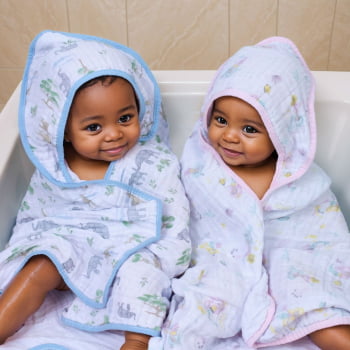 Toalha Banho Bebê Dupla Camada Soft Estampa Aquarelada