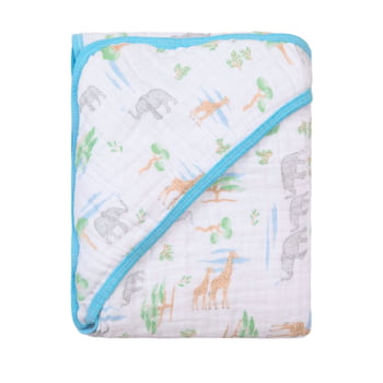 Toalha Banho Bebê Dupla Camada Soft Estampa Aquarelada