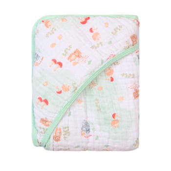 Toalha Banho Bebê Dupla Camada Soft Estampa Aquarelada