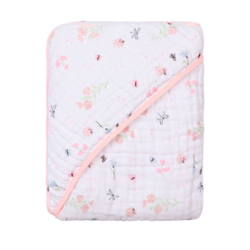 Toalha Banho Bebê Dupla Camada Soft Estampa Aquarelada