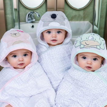 Toalha Bebê Com Capuz Bordado E Forro Fralda Soft