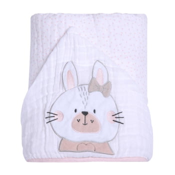 Toalha Bebê Com Capuz Bordado E Forro Fralda Soft