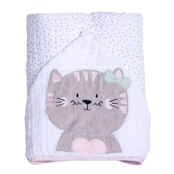 Toalha Bebê Com Capuz Bordado E Forro Fralda Soft