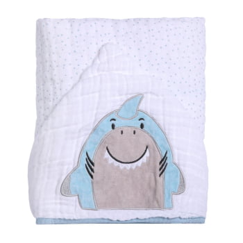 Toalha Bebê Com Capuz Bordado E Forro Fralda Soft