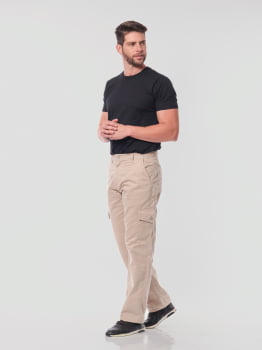 Calça Masculina Cargo em Sarja 7888 Bege Claro