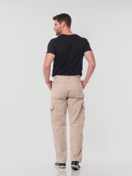 Calça Masculina Cargo em Sarja 7888 Bege Claro