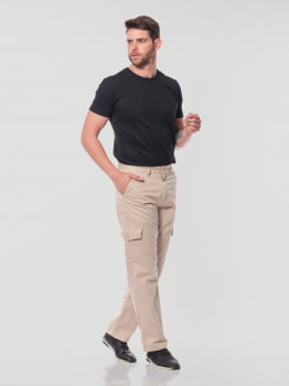 Calça Masculina Cargo em Sarja 7888 Bege Claro
