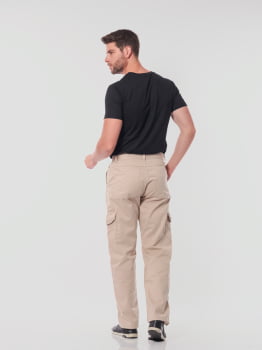 Calça Masculina Cargo em Sarja 7888 Bege Claro