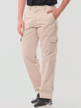 Calça Masculina Cargo em Sarja 7888 Bege Claro